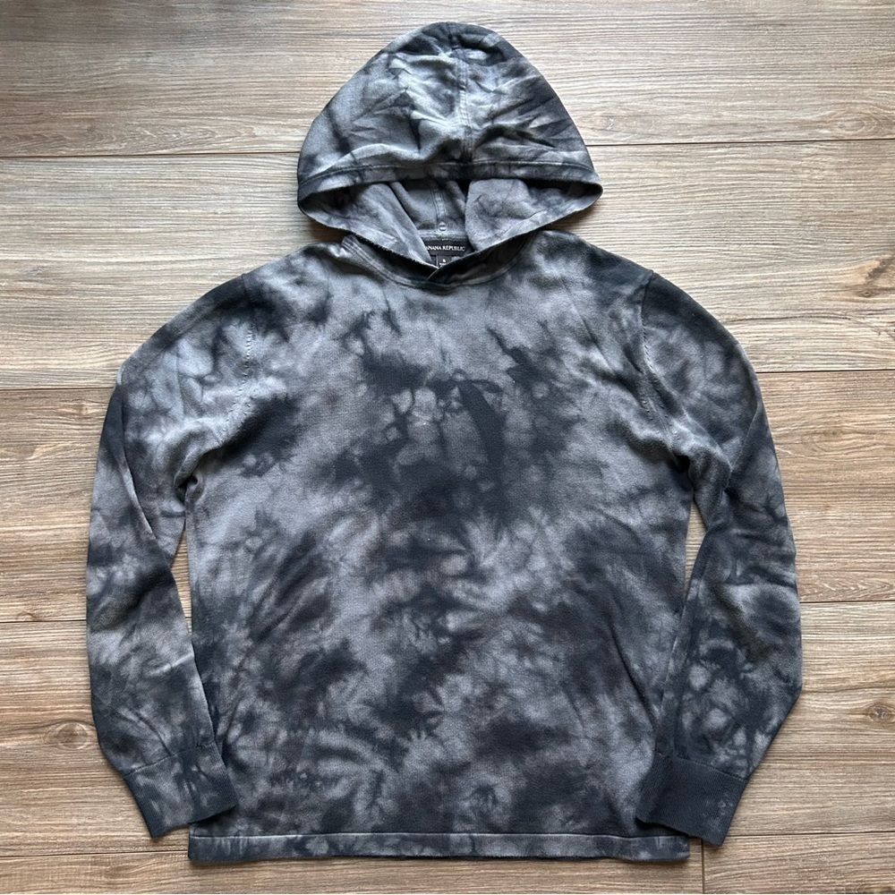 Banana Republic | Cotton Jersey Hoodie in Grey Tie Dye (Small) - Picture 5 of 10